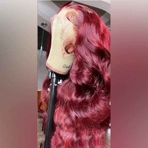 13x4 burgundy Body Wave Lace Front Wig Glueless Wigs Human Hair Pre Plucked - Picture 3 of 4